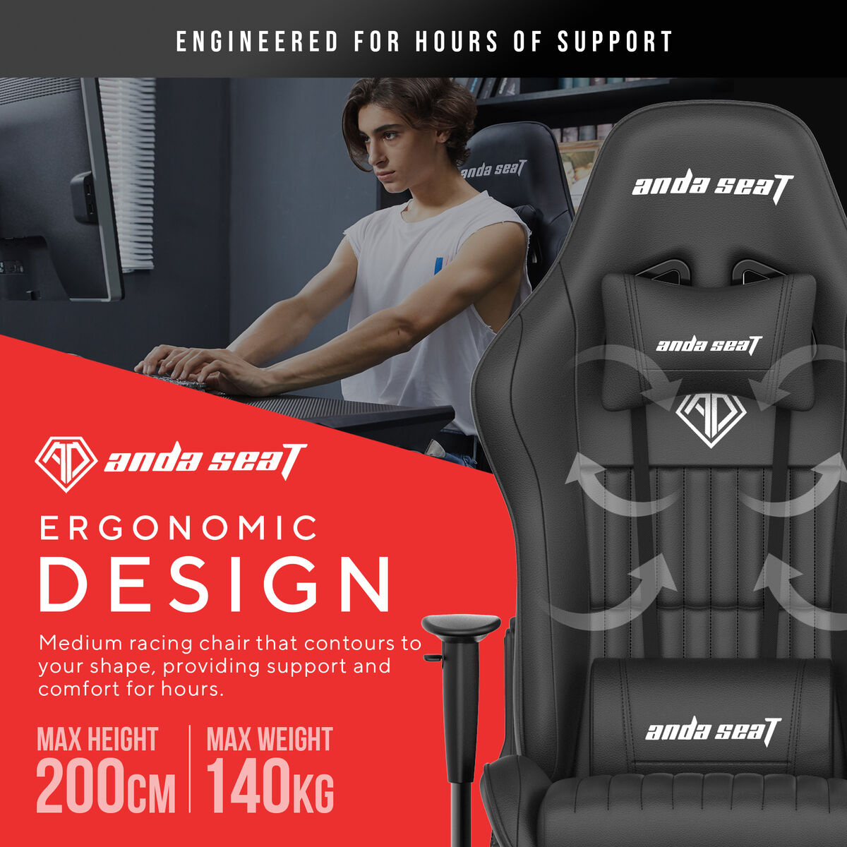 Stol Gaming AndaSeat Jungle Črna